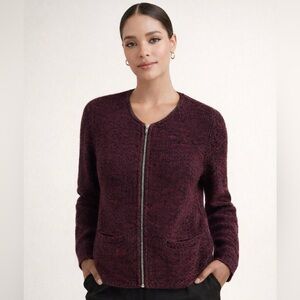 Sandro Vintage Zip-Up Knit Cardigan